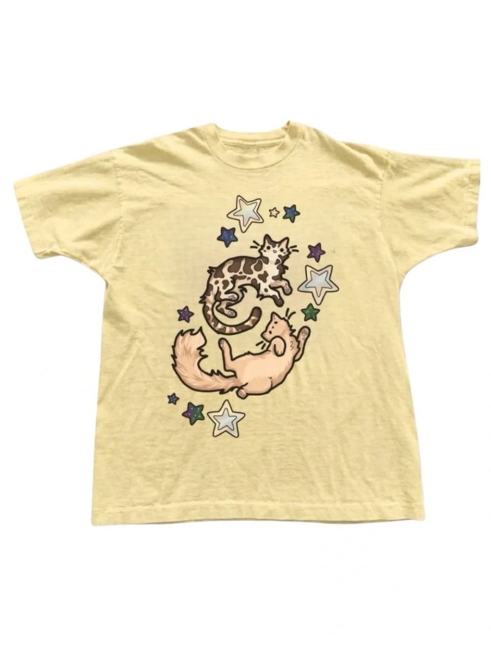 Cream Cat Graphic Short Sleeve Tee